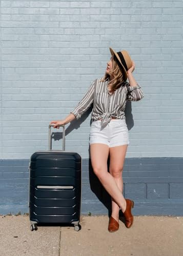 Samsonite Freeform 2-Piece Luggage Set - Carry-On & Large Checked Luggage with Dual Spinner Wheels - Durable Polypropylene Hardshell - TSA Lock, Airline-Approved - Expandable Hard Shell - Navy - color: Navy, size: 2-Piece Set (Carry-on/Large)