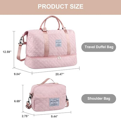 Travel Duffel Bag Weekender Overnight Bag for Women Carry On Gym Bag Travel Essentials - color: 01 Pink