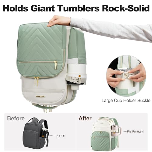 VANKEAN 17.3 Inch Laptop Backpack for Women Large Capacity - color: Beige Light Green, size: 17.3 Inch