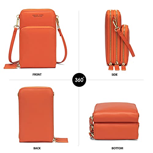 myfriday Small Cell Phone Crossbody Bag, Multi-pocket & 6 Card Slots - color: A-orange