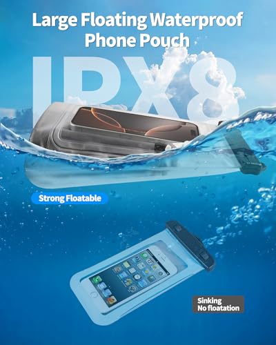 PEDVSTY IPX8 Floating Waterproof Phone Pouch, Extra Large Size - color: Clear White, size: Extra Large (Up to 10.5")