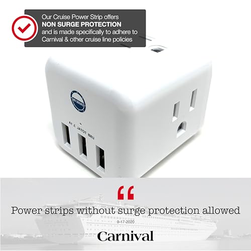 Cruise On Non Surge Cruise Approved Power Strip [3 USB & 3 AC] - color: [3 USB & 3 AC]