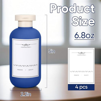 3 PACK Travel Shampoo Bottle, Empty Plastic Squeeze Bottles 6.8oz with Flip Cap, Lotion Container for Toiletries Travel Size Shampoo and Conditioner - color: Blue
