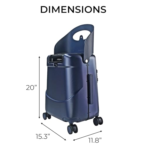 MiaMily Carry On Plus Ride-On Luggage with Built In Seat for Kids & Adults - color: Navy Blue