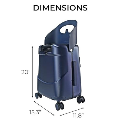 MiaMily Carry On Plus Ride-On Luggage with Built In Seat for Kids & Adults - color: Navy Blue