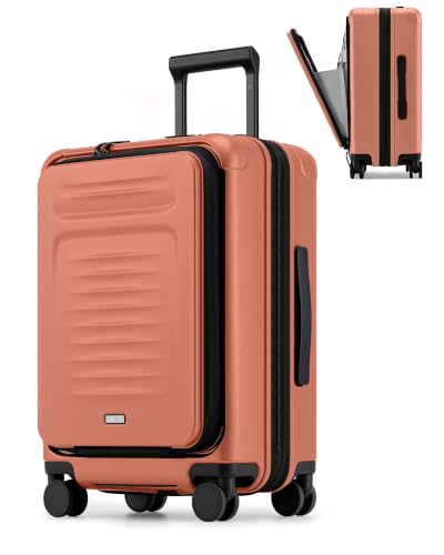 Coolife Expandable Luggage with TSA Lock Carry On Orange | Front Pocket with Laptop Compartment,22x14x9 Airline Approved,Durable Hardshell Suitcases,Reinforced Bottom Groove - color: Orange