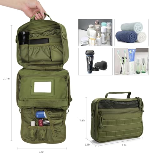 Hanging Toiletry Bag for Men,Travel Toiletry Bag Organizer Dopp Kit - color: Green