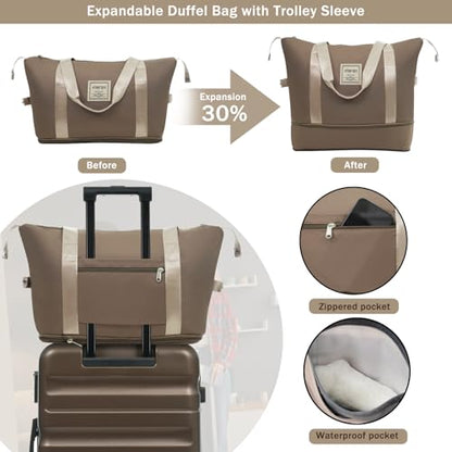 Merax Luggage Set 13 Piece, Hardshell ABS Suitcases with 8 Silent Spinner Wheels, Durable and Lightweight Travel Luggage for Family Trips - color: Brown, style: 13-piece Set