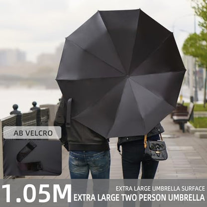 Folding Umbrella Anti-UV Compact Durable Folding Umbrella Auto Open Close Windproof Travel Umbrella Premium Grip Fits Backpack - color: Black