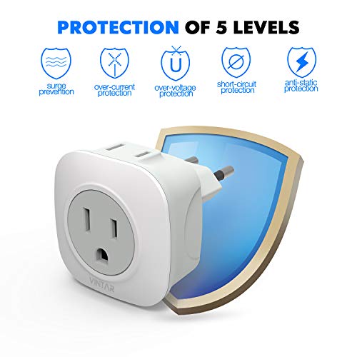 VINTAR European Travel Plug Adapter, 3 Pack Type C Plug Adapter - style: Type C- Most of Europe
