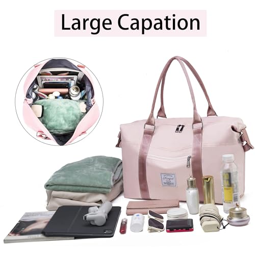 Gym Bag with Wet Pocket, Foldable Travel Duffle Bag Carry On Weekender Bags for Women, Waterproof Overnight Bag for Travel, Gym, Yoga - color: A0-Gray