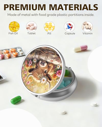 LRITER Pill Case, 3 Compartment Portable Travel Pill Box, Pillbox Organizer - color: Calf