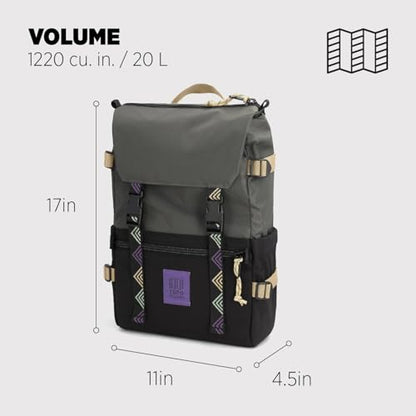 Topo Designs Rover Pack 클래식 백팩, EDC + 통근 가방, 1000D 나일론, 아스팔트/블랙., 클래식 - color: 아스팔트/블랙.