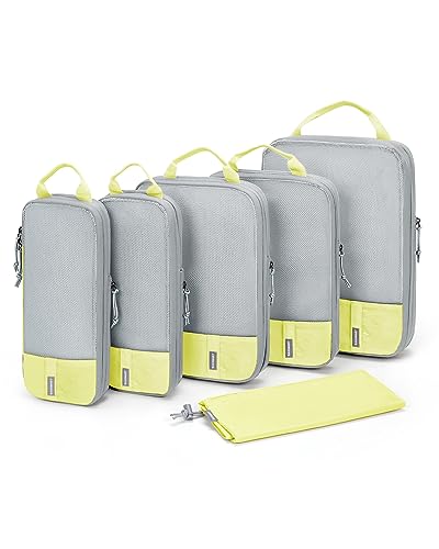 BAGSMART Compression Packing Cubes for Travel Essentials - color: Sunray Yellow, size: Set of 6