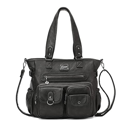 KL928 Large Purses for Women Shoulder Bag Tote Handbags Stylish Vegan Leather Hobo Bags Ladies, A-Black-4 - color: 01-charcoal Gray