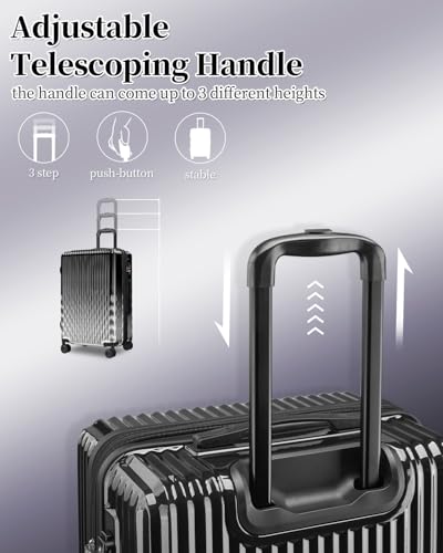 Luggage Sets 2 Piece Expandable Suitcases Set, 20/28Inch - color: GlossyBlack, size: 2-piece(20"/28")
