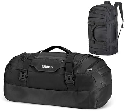Ubon Convertible Duffel Backpack Weekender Gym Bag with Shoe Compartment - color: Black, size: 55L