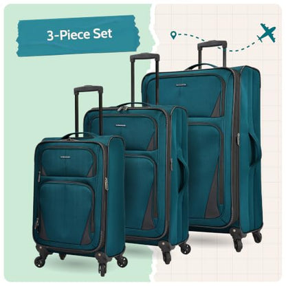 U.S. Traveler Aviron Bay Expandable Softside Luggage with Spinner Wheels, Purple, 3-Piece Set - color: Purple, size: 3-Piece Set