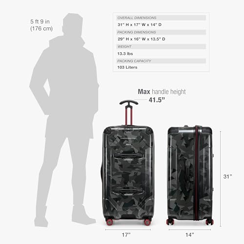 Traveler's Choice Maxporter II Polycarbonate Hardside Trunk with Spinner Wheels, Gray Camo, 31-Inch Large Trunk - color: Gray Camo, size: 31-inch Large Trunk