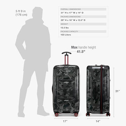 Traveler's Choice Maxporter II Polycarbonate Hardside Trunk with Spinner Wheels, Gray Camo, 31-Inch Large Trunk - color: Gray Camo, size: 31-inch Large Trunk