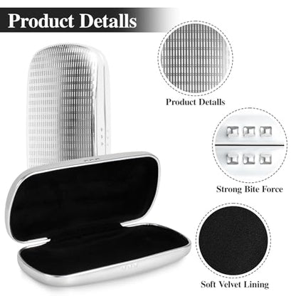Hifot Metal Eyeglass Case Hard Shell, Aluminum Spectacles Box Sunglasses Case for Men Women, Reading Glasses Holder - color: Silver