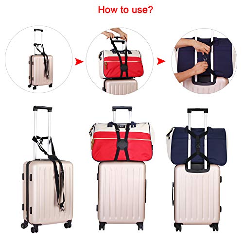 Luggage Straps Bag Bungee, Luggage Straps Suitcase Adjustable Belt, Add a Bag Easy to Travel Suitcase Elastic Strap Belt with Reflective Material (Blue) - color: Blue