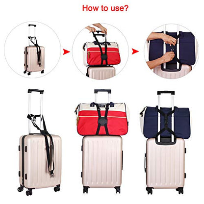 Luggage Straps Bag Bungee, Luggage Straps Suitcase Adjustable Belt, Add a Bag Easy to Travel Suitcase Elastic Strap Belt with Reflective Material (Blue) - color: Blue
