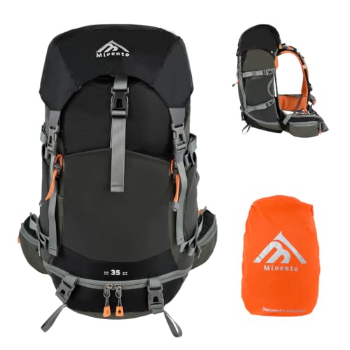 Hiking Backpack for Women Men,30+5L Waterproof Camping Backpacking Backpack - color: Black