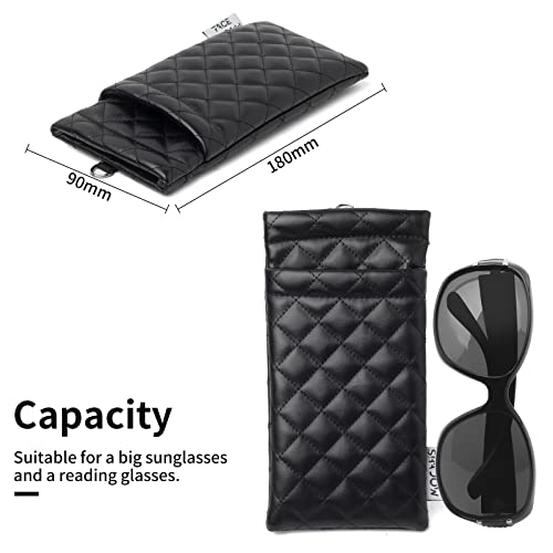 Face Shadow Double Glasses Case Soft Eyeglass Case For Women Men - color: Pu Black