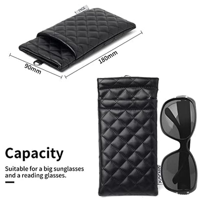Face Shadow Double Glasses Case Soft Eyeglass Case For Women Men - color: Pu Black