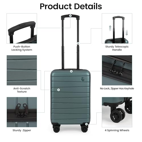20" Carry-On Luggage,Suitcases w/4 Spinner Wheels,NO LOCK - color: Green, size: Carry on - 20 Inch