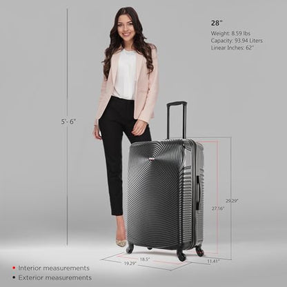DUKAP INCEPTION Lightweight Hardside Spinner Luggage with Ergonomic Handles, Travel Suitcase with Four Spinner Wheels and Studs, 28-Inch Large Checked Luggage | Black - color: Black, size: 28 Inch