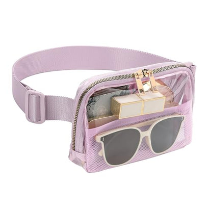 Clear Fanny Pack Stadium Approved Belt Bag, Clear Purse for Stadium Events - color: Light Purple