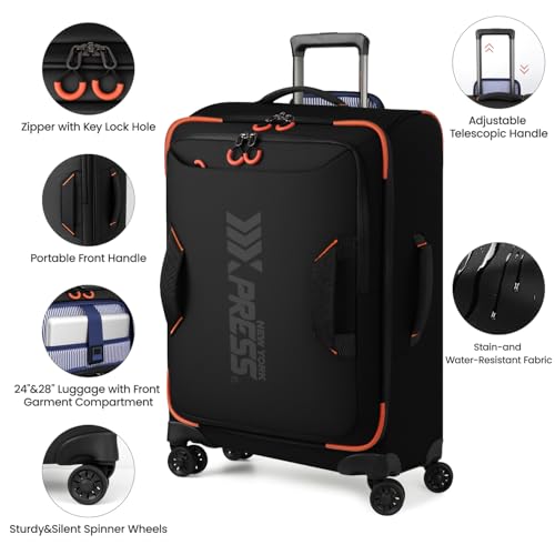 22" Softside Upright Luggage w/Front Open,Waterproof - color: Black, size: Carry-On 22-Inch