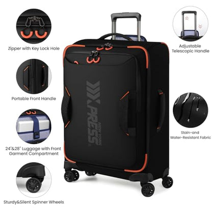 22" Softside Upright Luggage w/Front Open,Waterproof - color: Black, size: Carry-On 22-Inch