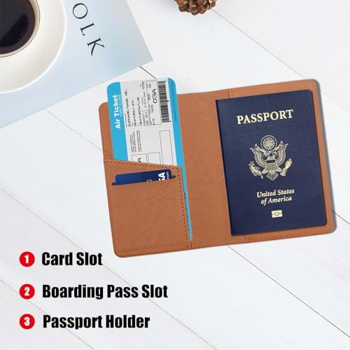 Cnycmy Passport Holder for Travel,Passport Cover Case with RFID - color: Simplicity-Brown