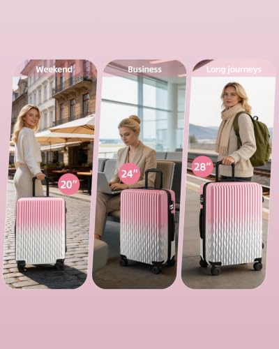 Carry on Luggage 22x14x9 Airline Approved, 20 Inch Expandable Hardside Luggage with Spinner Wheels, Hardshell Small Rolling Suitcase - color: Blush Cloud, size: 20inch