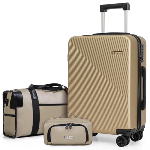 Eeeza Luggage Sets 3 Piece, Carry on Luggage 20in Suitcase Set, Champagne - color: Champagne, size: 3 Piece (20")