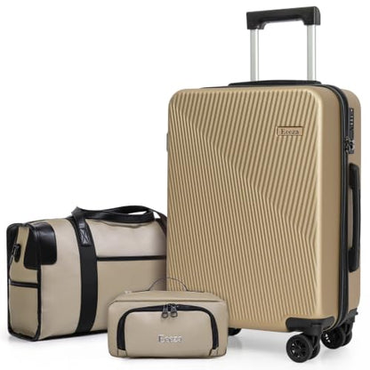 Eeeza Luggage Sets 3 Piece, Carry on Luggage 20in Suitcase Set, Champagne - color: Champagne, size: 3 Piece (20")