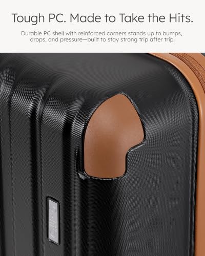 Coolife Luggage, Lightweight and Durable Hardshell, 24 in, Caramel Black - color: Caramel Black2.0, size: M(24in)