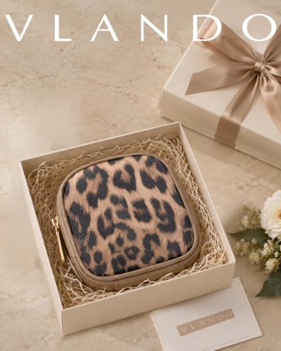 VLANDO Mini Makeup Bag for Purse,Slip-in Pocket,Leopard,Toffee - color: Mini-Leopard Toffee