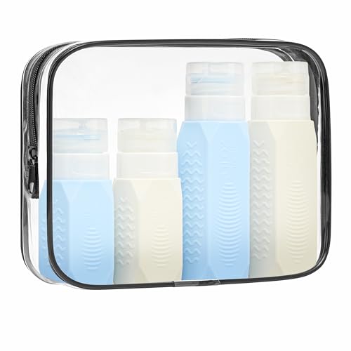 Travel Bottles for Toiletries,TSA Approved Travel Bottles, 3oz & 2oz Leak Proof Silicone Squeeze Containers, Refillable Travel Size Set with Clear Bag,Travel Accessories-4 Pcs - color: 05-3oz 2pcs & 2oz 2pcs