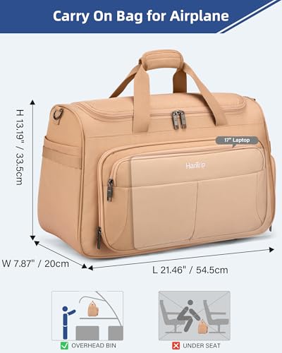 HanTrip 21 Inch Carry On Duffel Bag Foldable Overnight Tote Bags, Pink - color: Pink, size: Carry-on 21.5-Inch
