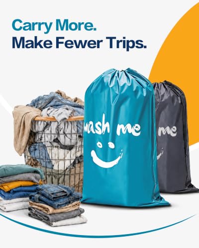 HOMEST XL Laundry Bag 28" x 40", Extra Large Dirty Clothes Organizer - color: (1 Pack - Wash Me) Sky Blue