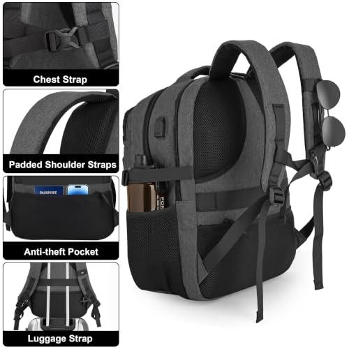 MOZETO 17 Inch Laptop Backpack, Large Tactical Inspired Travel Bag - color: Dark Gray