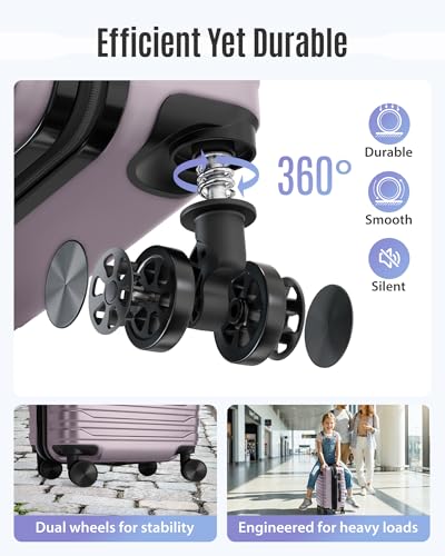 LIGHT FLIGHT Expandable 20" Carry On Luggage 22x14x9, TSA Lock, Rose Purple - color: Rose Purple