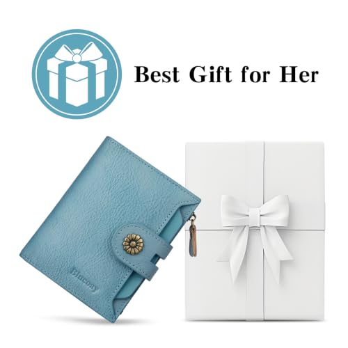 RFID Blocking Leather Womens Wallet with Coin Pocket(lakeblue) - color: c6-lakeblue
