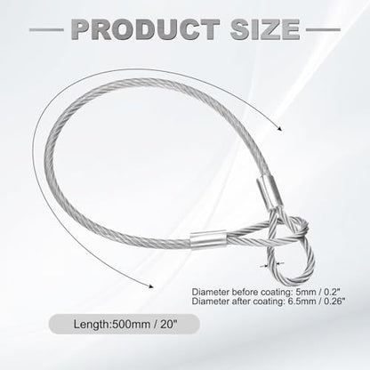 PATIKIL 20" Safety Cable Lock Security Wire Ropes 0.26" Dia Clear - size: 20 Inch-Clear