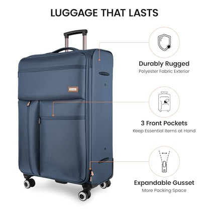 3-Piece Luggage Set(20/26/30in)-Expandable Luggage Set - color: Navy, size: 3-Piece Set (20"/26"/30")