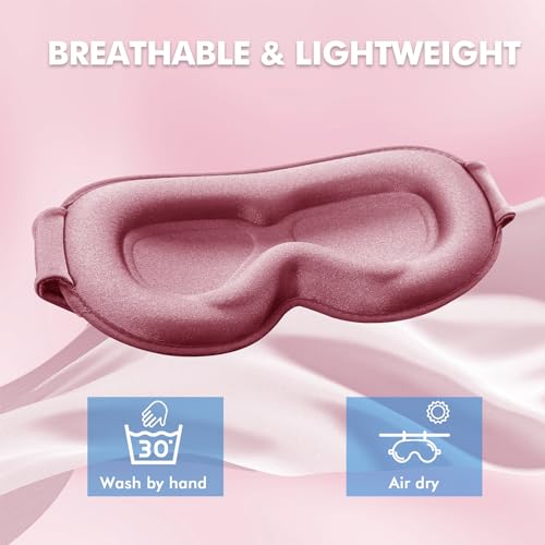 Sleep Mask for Men and Women, 3D Blackout Eye Mask for Side Sleepers, Rose - color: Rose